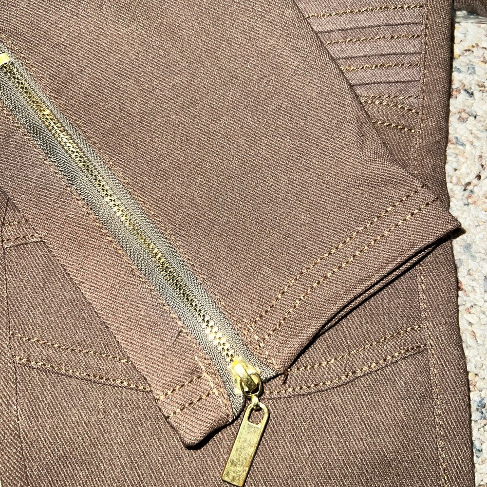 Sale 🔥 NWT Mocha Brown Moto Ankle Zip Leggings - Picture 4 of 4